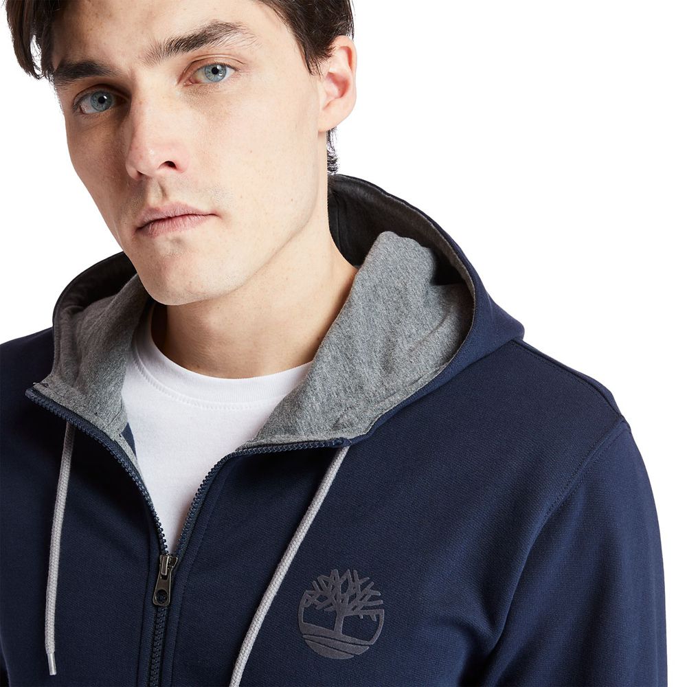 Sudadera Timberland Argentina Hombre - Tbl® Full-Zip Logo - Azul Marino - RYVOZN-062